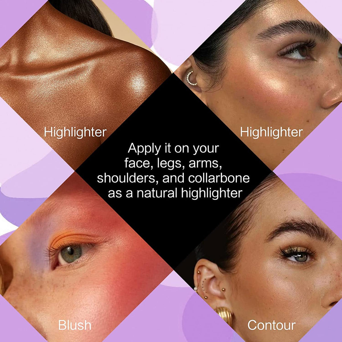 UCANBE highlighters and contours displayed for sculpting benefit