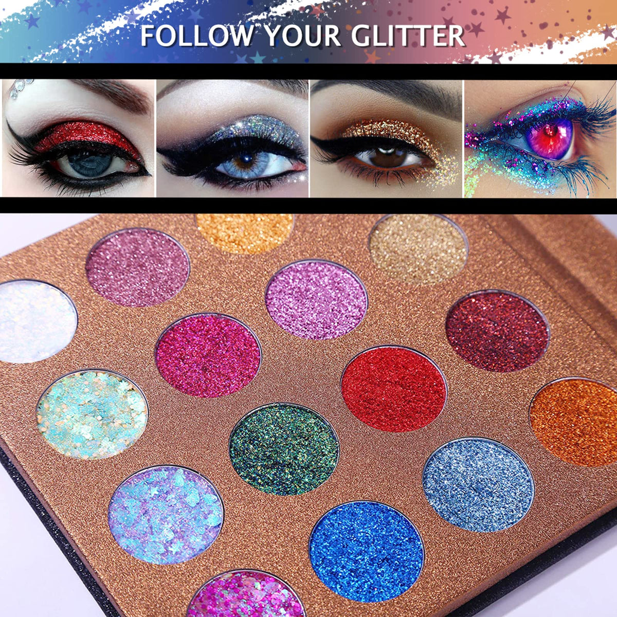 UCANBE chunky glitter close-up showing texture and high-impact reflectivity benefit