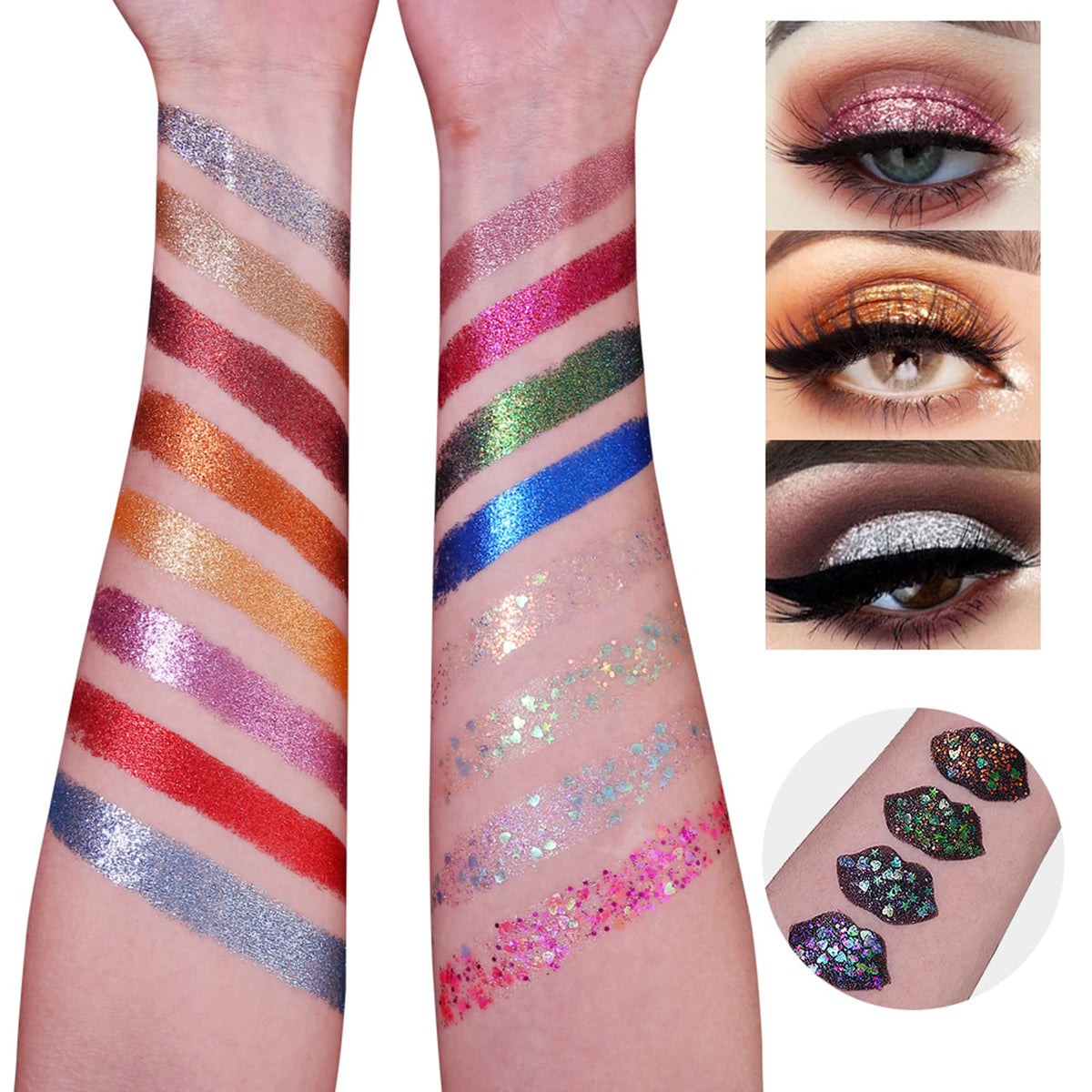 UCANBE fine glitter close-up showing smooth shimmer for blendable application benefit