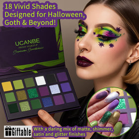 UCANBE palette open overhead view of 18 pans — clear color layout benefit