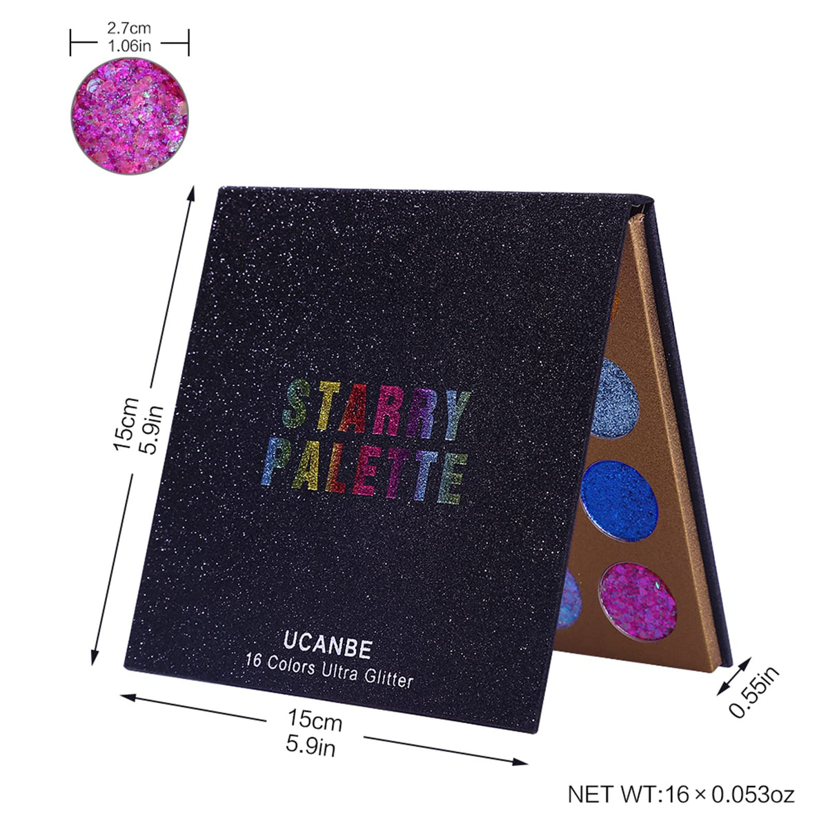 UCANBE palette next to compact for size comparison and travel-friendly benefit