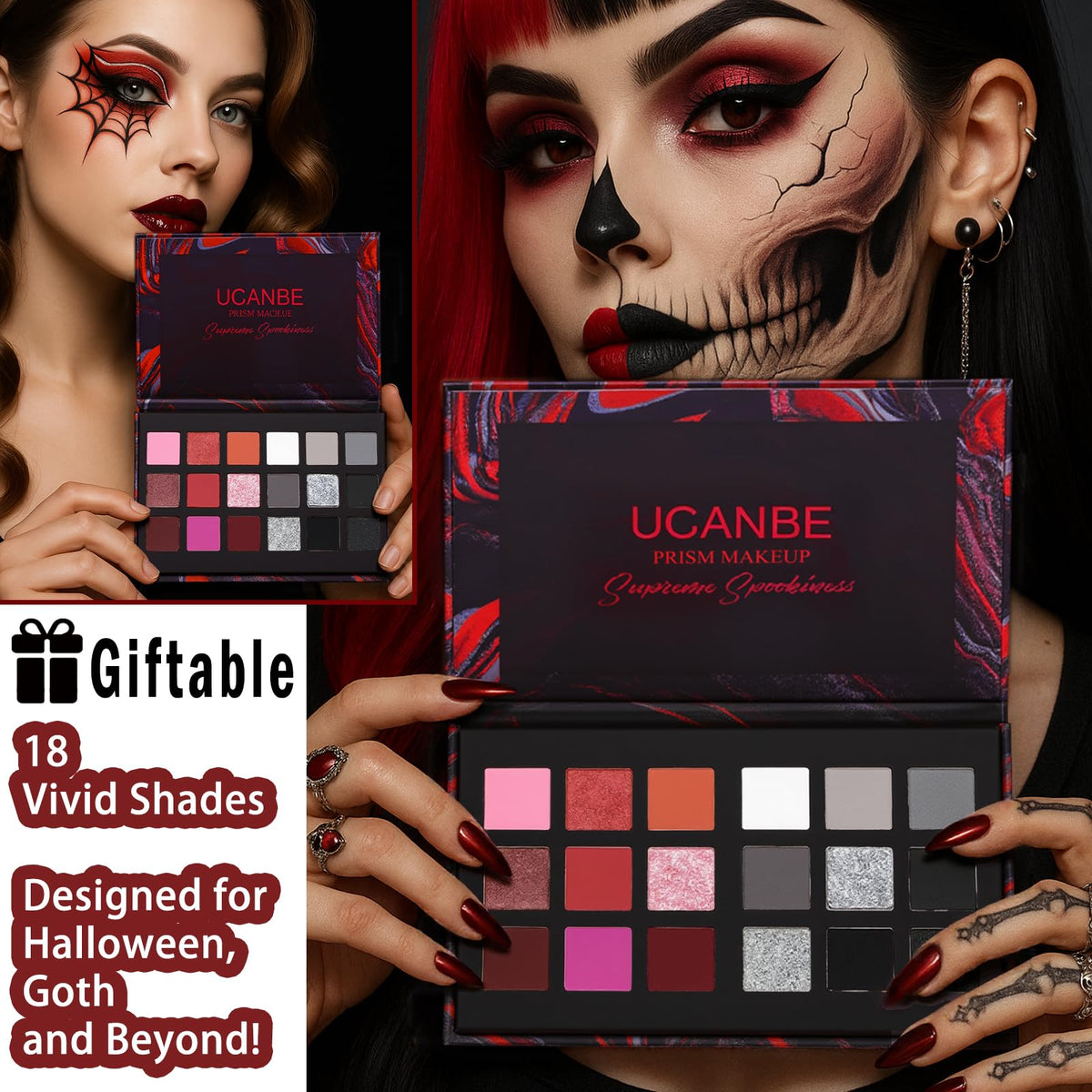 UCANBE close-up of eyeshadow pans revealing smooth texture and rich pigment payoff