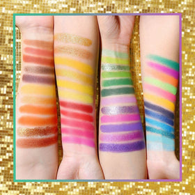UCANBE pan texture closeup showing soft silky mattes and creamy shimmer payoff