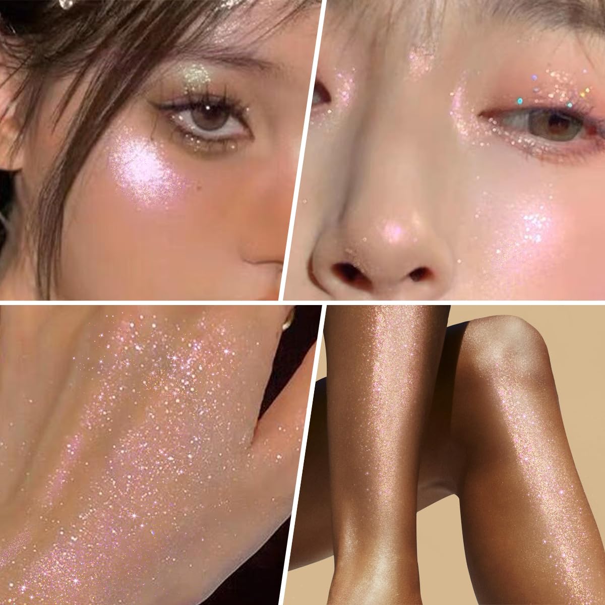 UCANBE applied on collarbone highlighting contours with hydrated glow