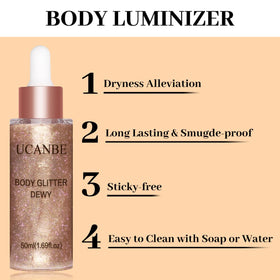 UCANBE dropper dispensing rose gold drops for precise radiant application