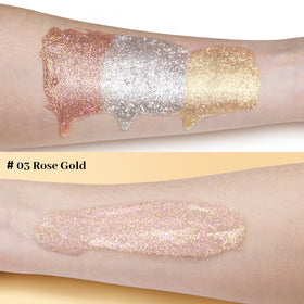 UCANBE texture close-up of rose gold liquid highlighting its smooth finish