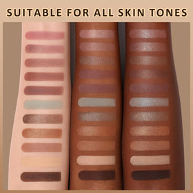 UCANBE arm swatches of mattes and shimmers demonstrating true color payoff