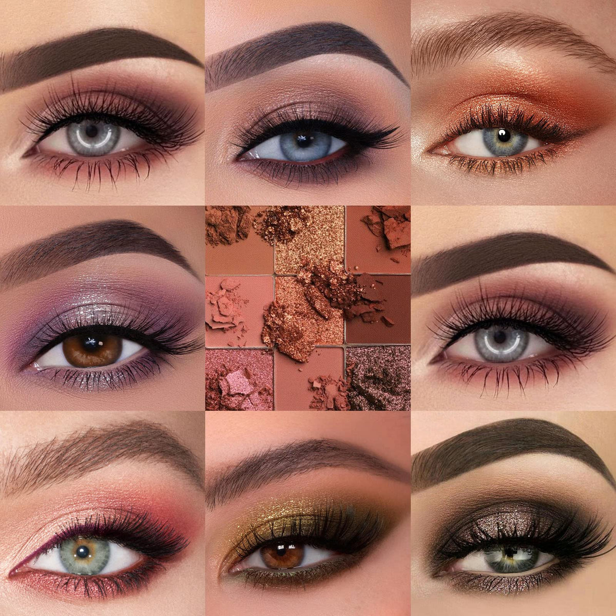 UCANBE model wearing daytime eye look showing natural finish benefit