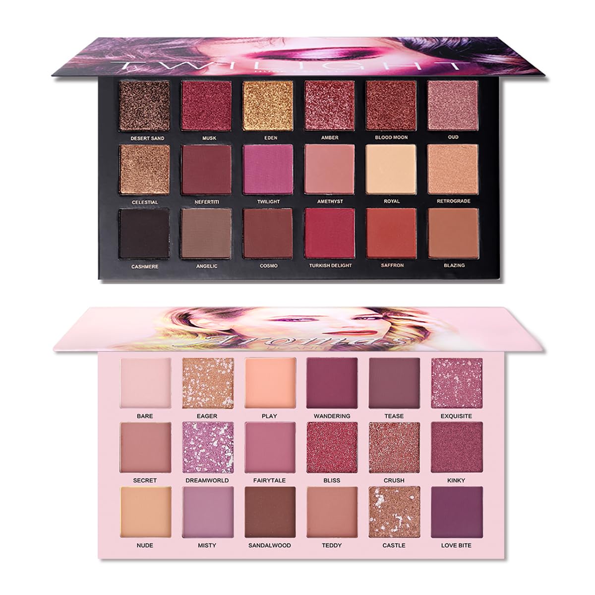 UCANBE Twilight Dusk open palette showing 18 colorful pans and wear-resistant finish