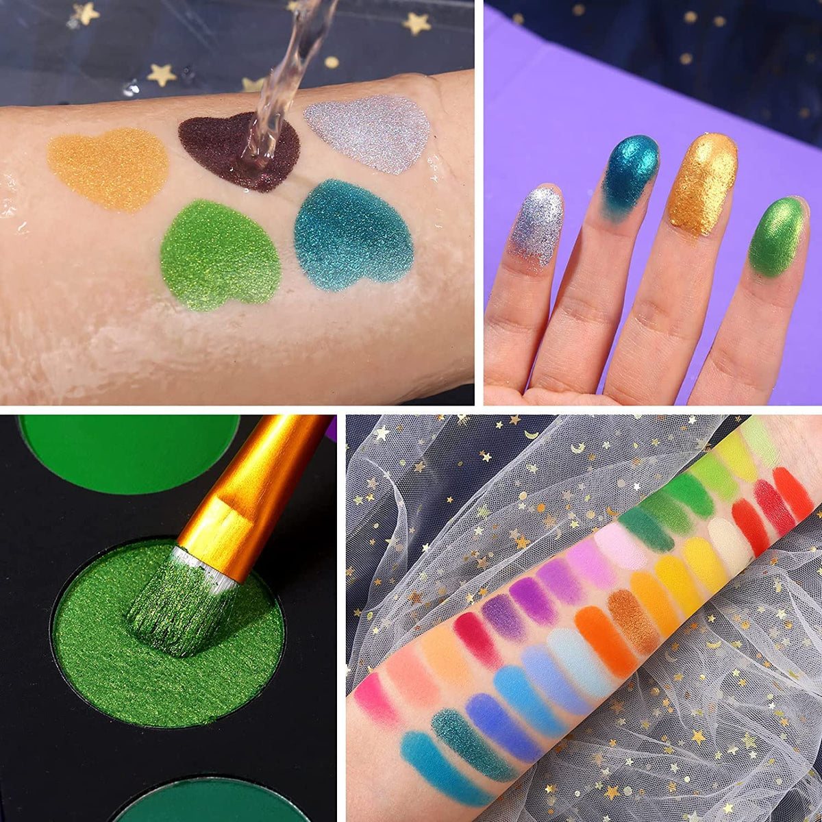 UCANBE vibrant shades swatched on skin for bold color payoff