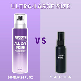 UCANBEMAKEUP applying mist over finished makeup to lock look in place