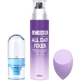 UCANBEMAKEUP front packaging showing full-size setting spray and kit benefits
