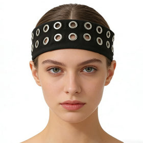 Uchyius headband in festival outfit setting showing edgy styling impact