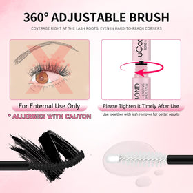 uCoolMe in-use applying cluster lashes for secure waterproof wear
