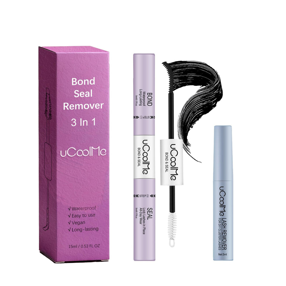 uCoolMe front packaging showing 3-in-1 bond seal remover and clear usage benefits