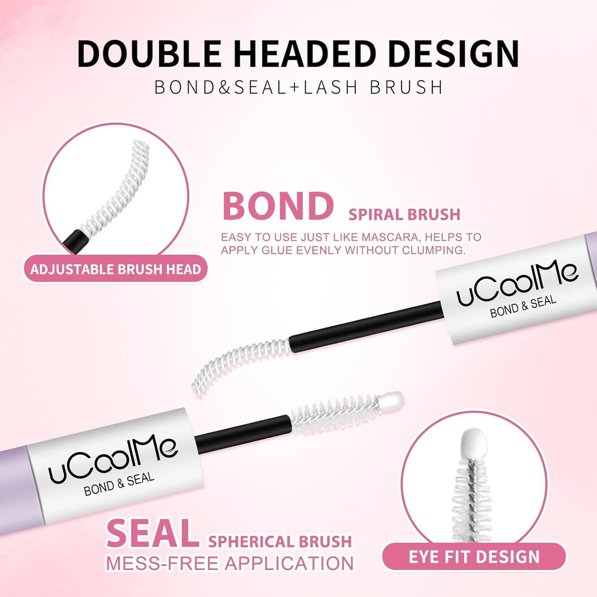 uCoolMe sealed lash finish showing natural flexible hold and reduced flaking