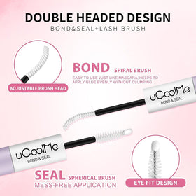 uCoolMe sealed lash finish showing natural flexible hold and reduced flaking