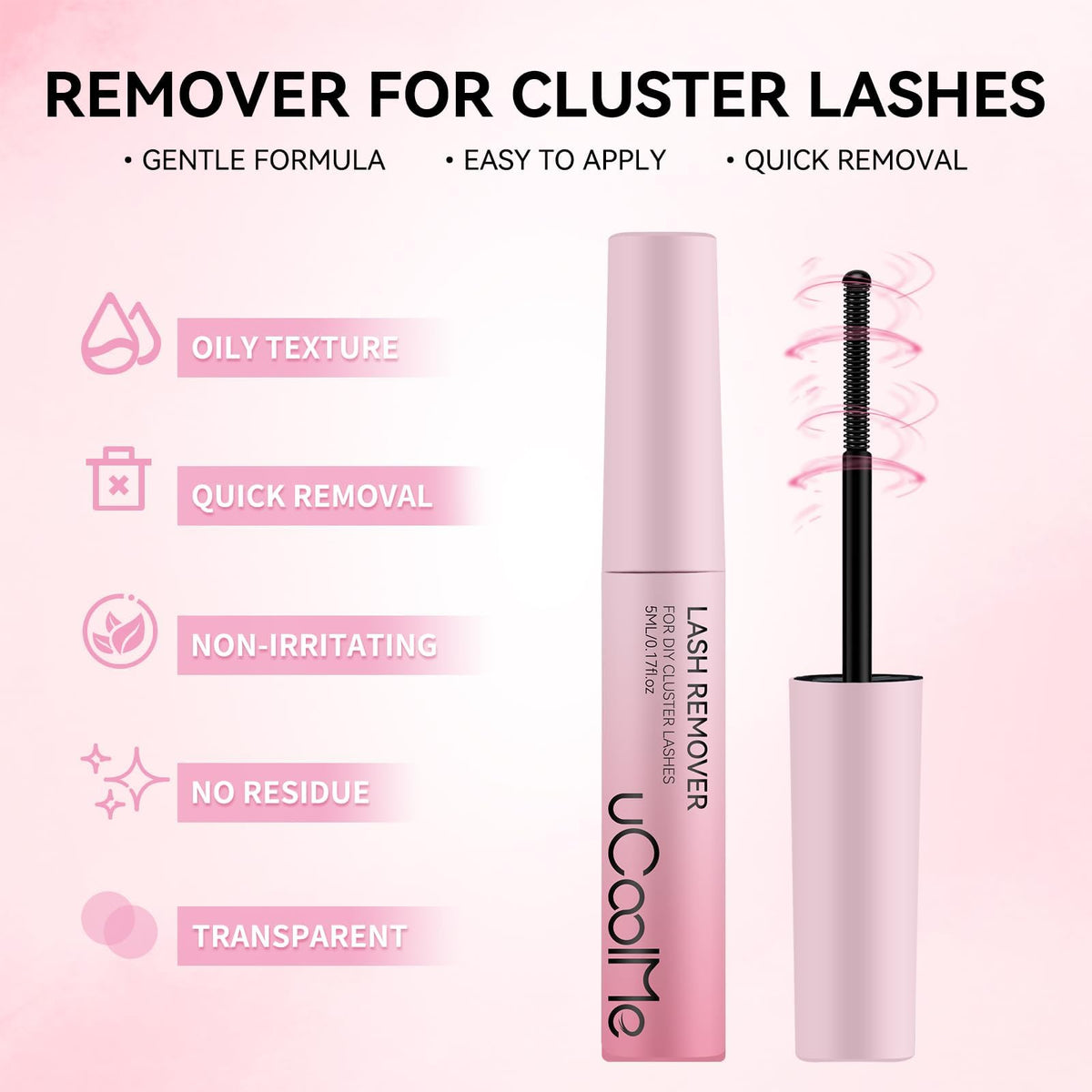 uCoolMe oil-texture drop close-up showing fast adhesive dissolving benefit