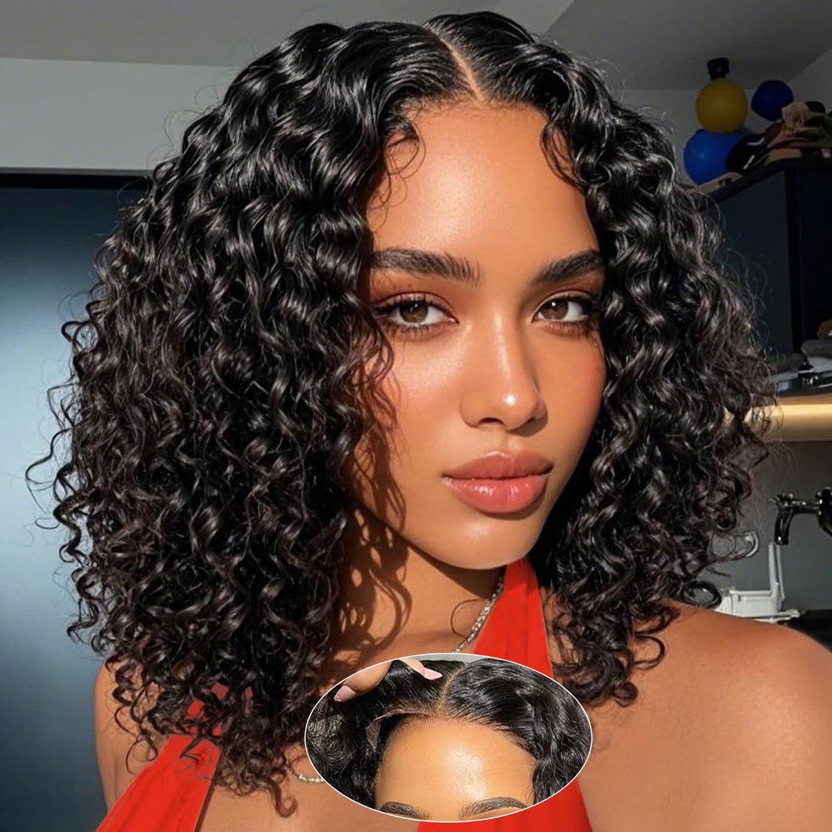 UCUVIC front view of curly bob showing natural hairline and instant style benefit
