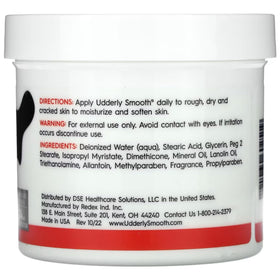 Close-up cream ridges in jar of Udderly Smooth showing rich texture benefit