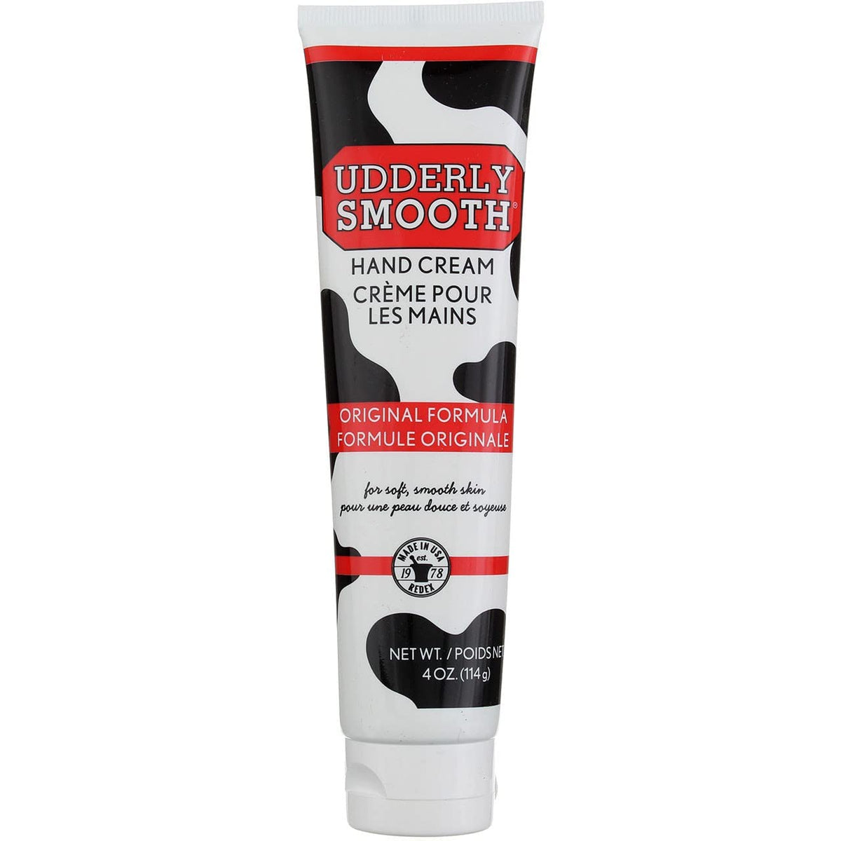Udderly Smooth front packaging showing twin 4 oz tubes and brand logo for reliable hydration