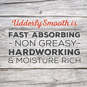 Udderly Smooth open jar texture highlighting creamy, non-greasy formula