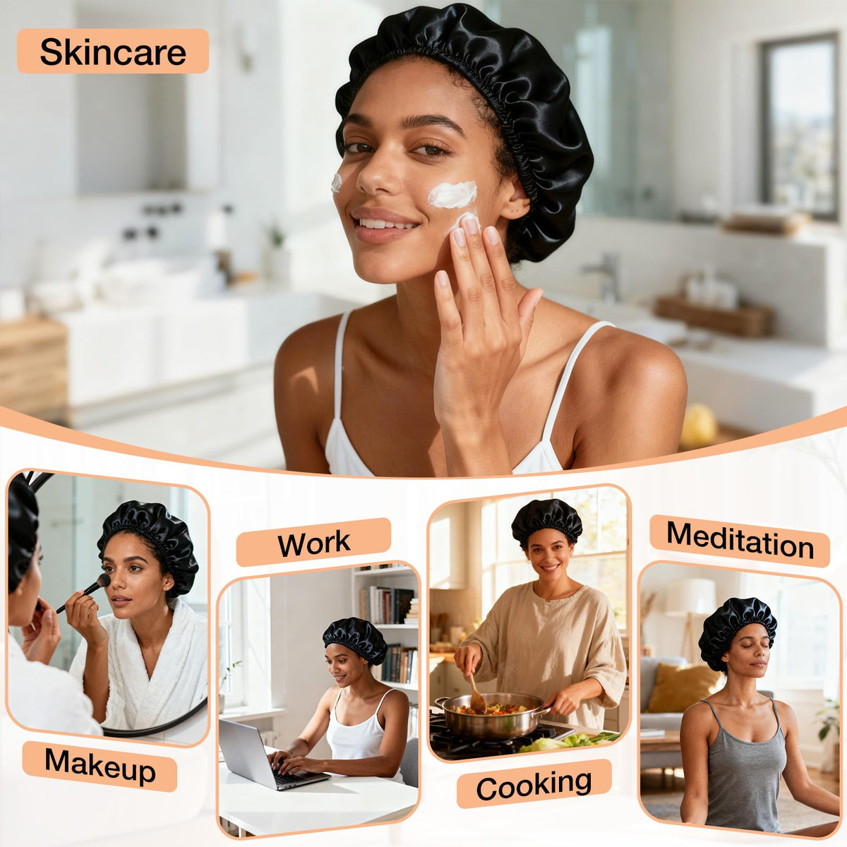 Udefineit bonnet worn on curly hair preserving curl definition benefit