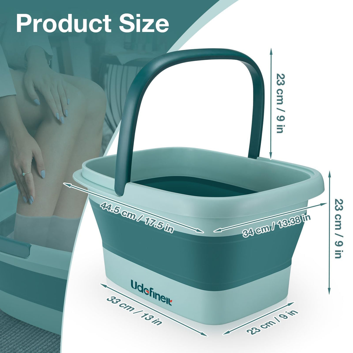 Udefineit foot soak in use showing relaxed feet and massage features for at-home spa benefit