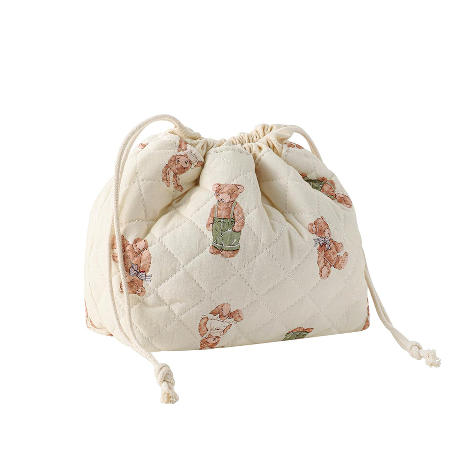 uekeboag front view showing white bear print and drawstring, stylish storage