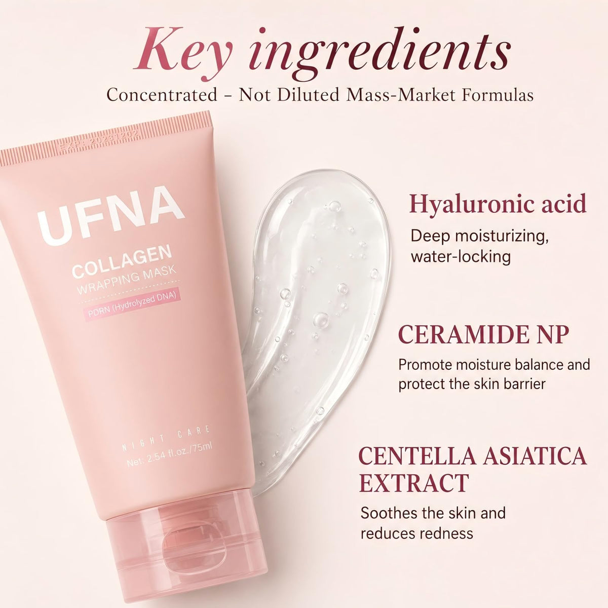 UFNA close-up gel texture revealing smooth spreadability and hydration