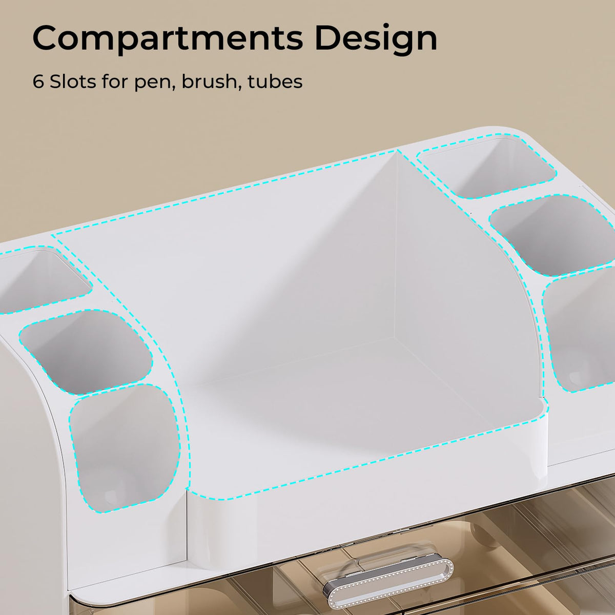 UFORU next to a hand and bottle for scale, shows compact footprint advantage
