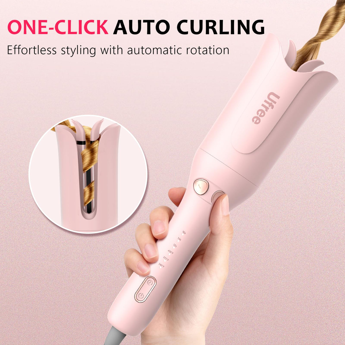 Ufree ceramic barrel close-up emphasizes smooth coating for even heat and less damage