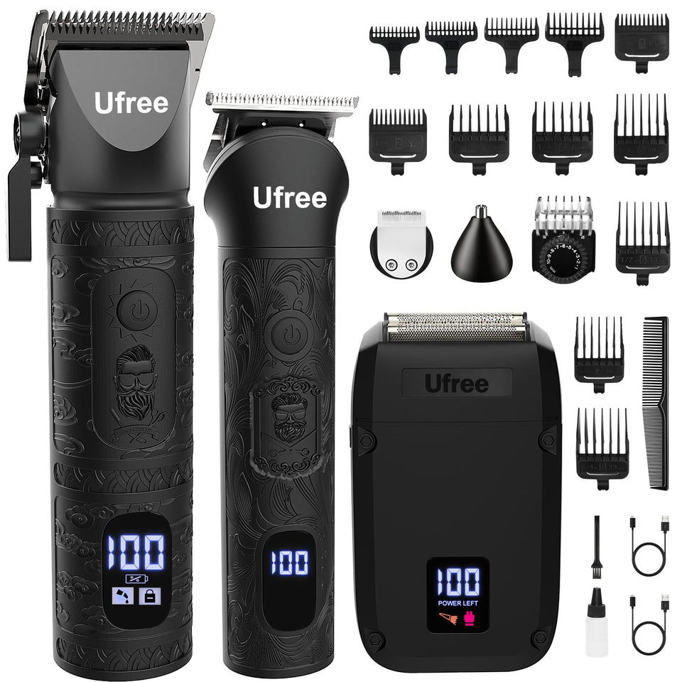 Ufree clippers front view showing blades and neat finish benefit precision cutting
