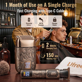 Ufree double-foil mesh close-up showing hypoallergenic surface for gentler shaves