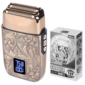 Ufree foil shaver front view showing on/off button and ergonomic design for comfortable handling