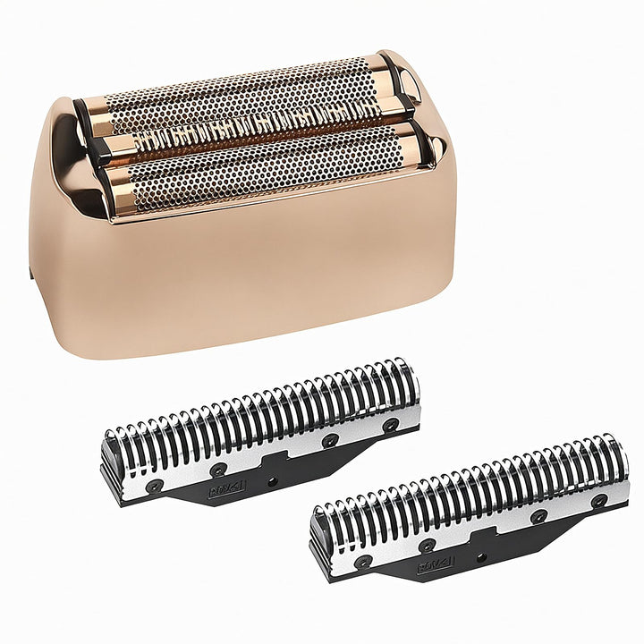 Ufree front view of foil and cutter kit showing included parts and clear benefit of quick replacement