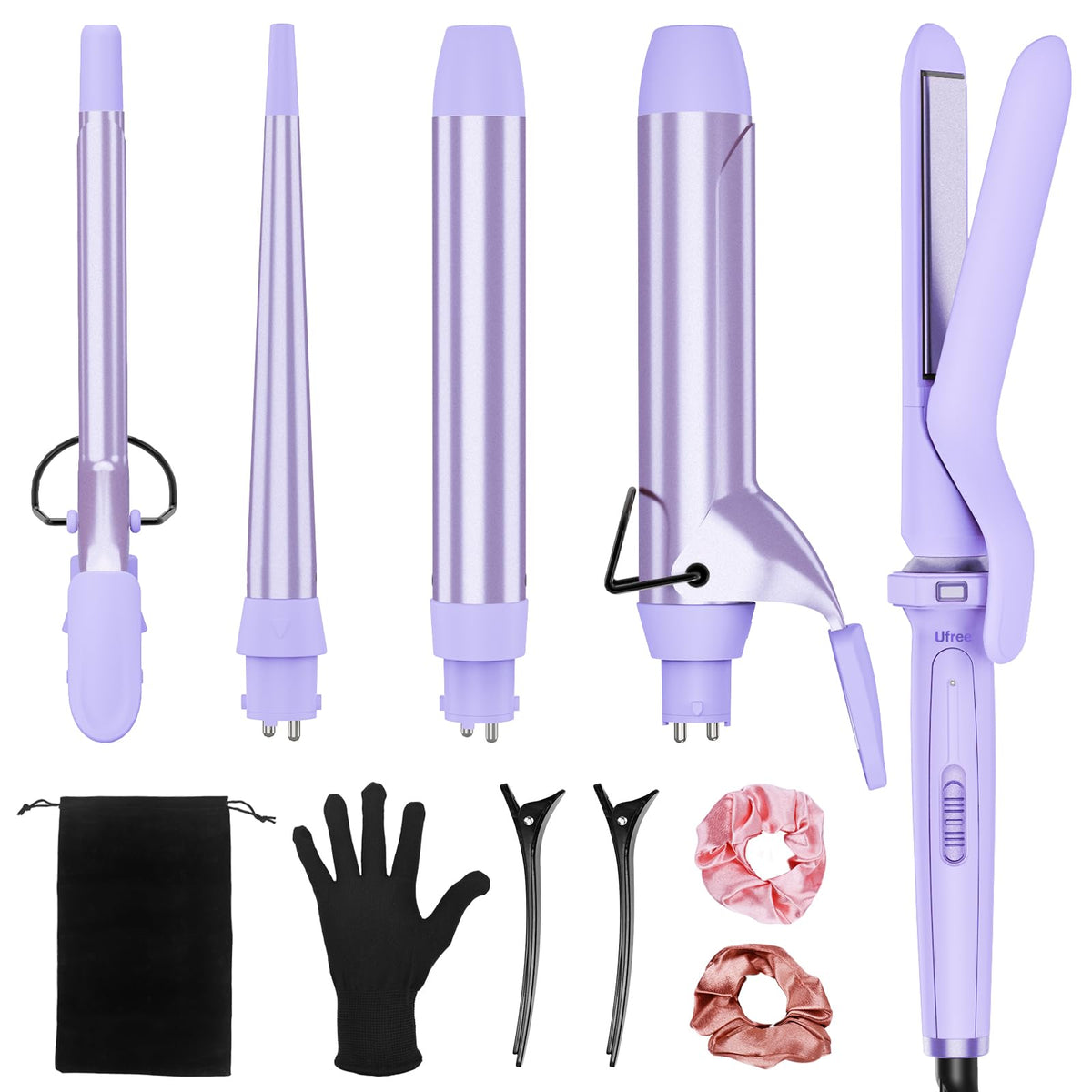 Ufree front packaging showing full 5-in-1 styling kit and included accessories for convenience