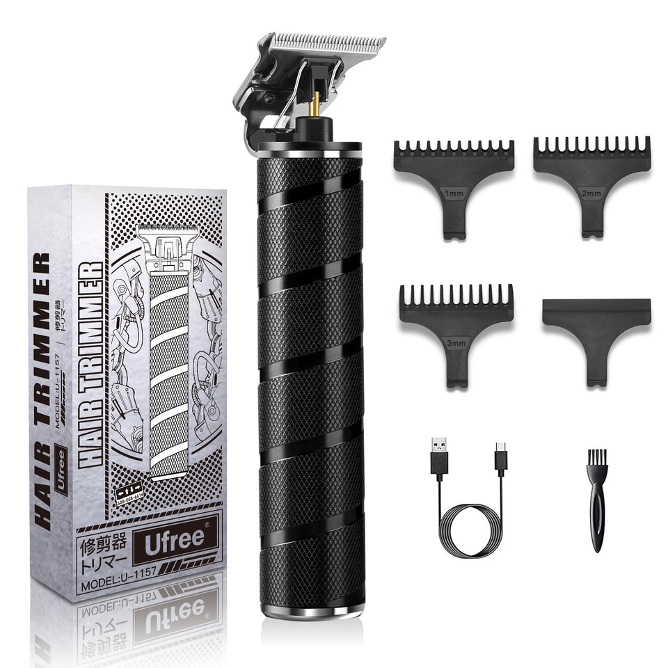 Ufree front view of black trimmer showing slim ergonomic shape and easy grip