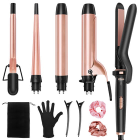 Ufree front view of full 5-in-1 curling set showing handle and barrels for styling variety