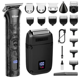 Ufree full kit front view showing all grooming heads and accessories for versatile styling