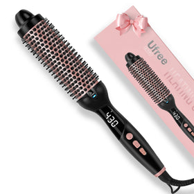 Ufree front view of heated round brush showing barrel and handle for quick styling