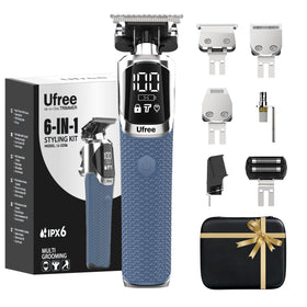 Ufree front view kit showing all included grooming tools and case for versatile grooming