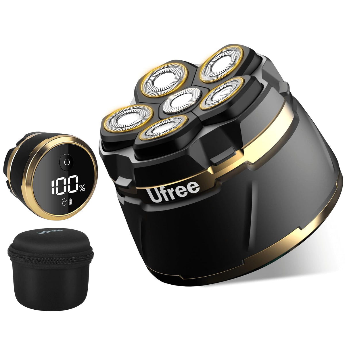 Ufree front view showing sleek shaver design and quick shave benefit