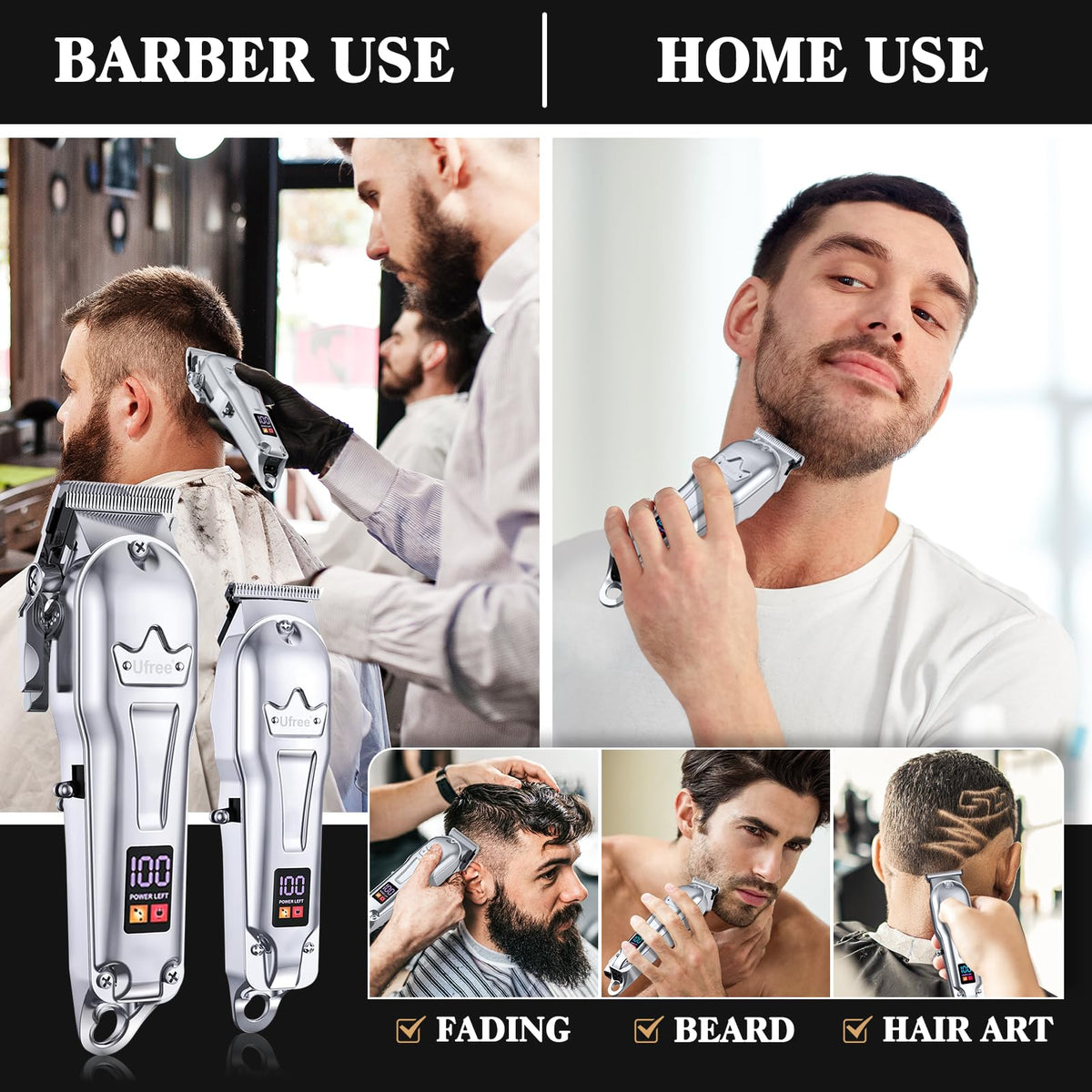 Ufree guide combs arrangement with multiple sizes to create fades and consistent cutting lengths