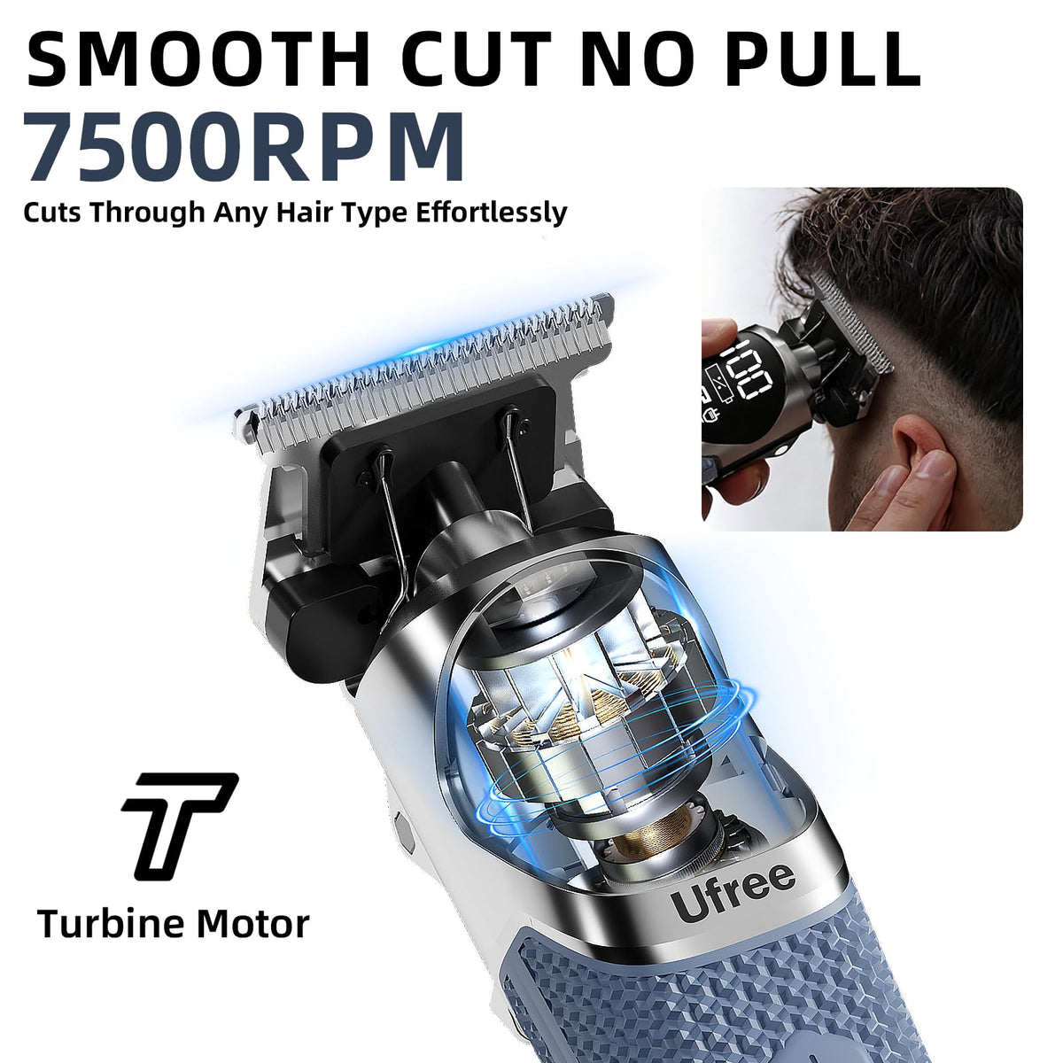 Ufree held in hand demonstrating ergonomic grip for steady, comfortable styling