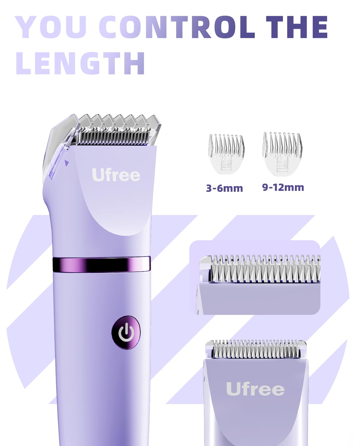 Ufree trimmer in use on bikini area illustrating gentle, targeted trimming