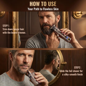 Ufree in-use beard trimming action demonstrating smooth, controlled grooming