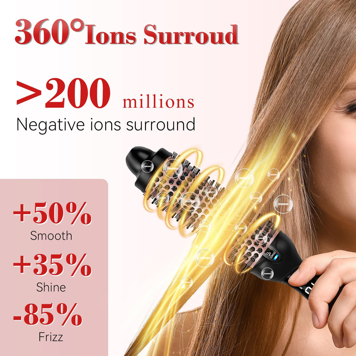 Ufree brush styling hair into voluminous blowout for reduced frizz benefit