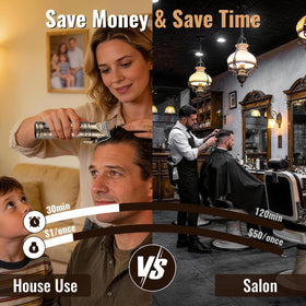 Ufree clippers in use demonstrating salon-style hair cutting benefit
