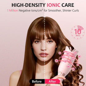 Ufree one-click control button close-up for simple automatic curling and fuss-free use